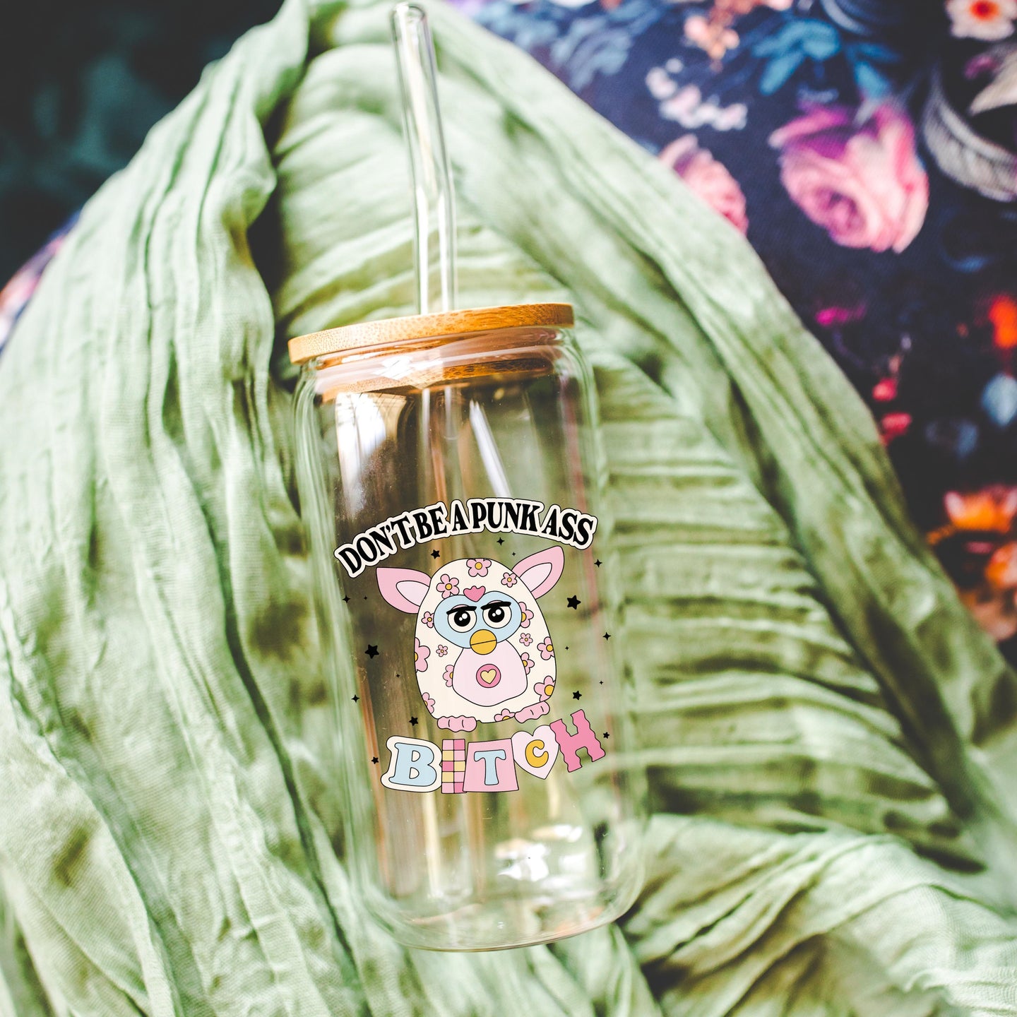 Nostalgic glass can, Preppy funny glass cup with bamboo lid glass straw, Cute Cup Beer Can Iced Coffee Glass Cup Cute gift for her